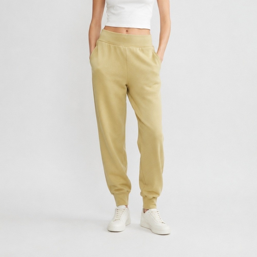 Aritzia Tna Cozy AF Boyfriend Joggers Fleece Gold Mustard Women's‎ XS Tapered